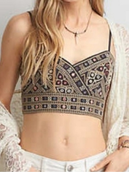 American Eagle Outfitters Tops - American Eagle Outfitters Boho embellished cropped top